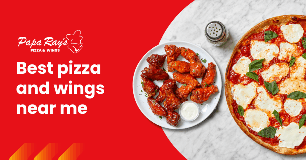 Blog discussing where to find pizza and wings nearby, with a focus on flavor variety, meal combinations, and local availability.