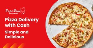 Papa Ray’s pizza delivery box with cash payment option