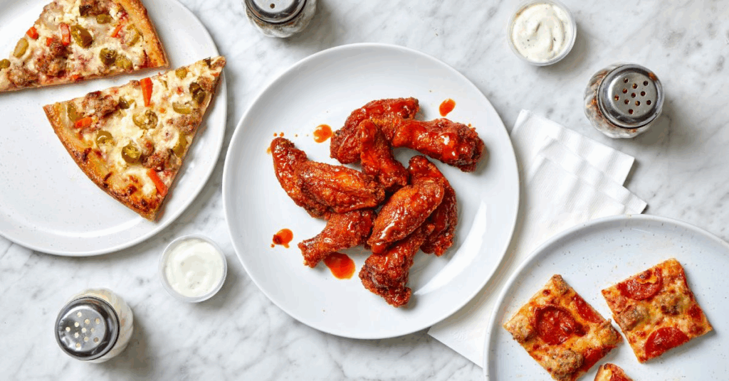 ALT: “Papa Ray’s wings and pizza combo delivery with cash option”