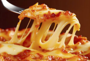 delicious lasagna with melted cheese